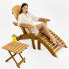 Buy Adirondack Garden long Chair + Footrest + Table Wood Outdoor Furniture Set - Anela Natural wood 60010 at MyFaktory